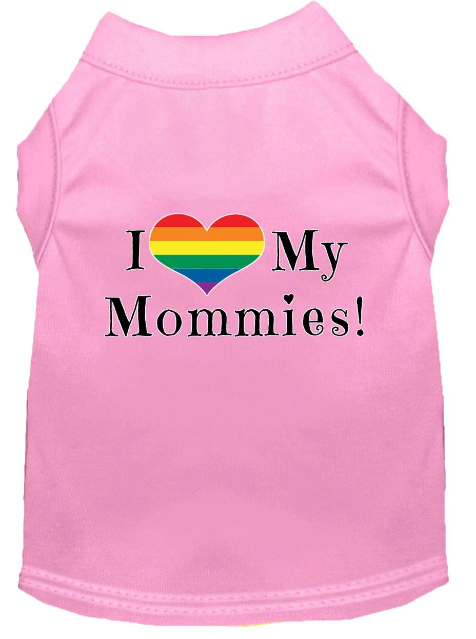 I Heart my Mommies Screen Print Dog Shirt Light Pink XL